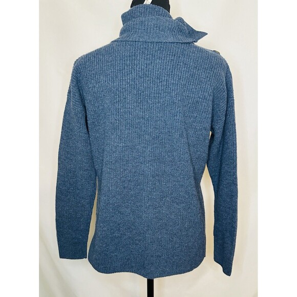MADEWELL Button Shoulder‎ Turtleneck Wool Blend Blue Sweater Women's XS NWT - Picture 4 of 10